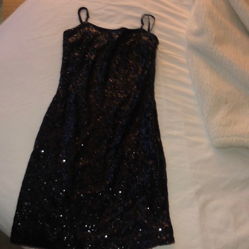 sparkly black bodycon mini dress
